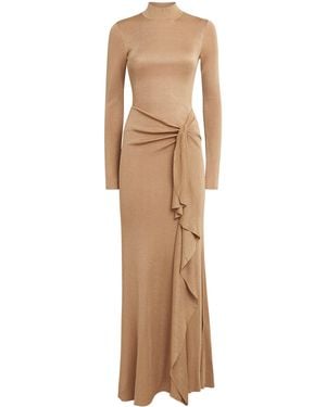 Roland Mouret Lurex Draped Gown - Natural