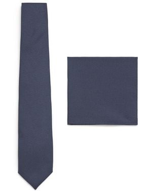 Corneliani Silk Necktie And Pocket Square Set - Blue
