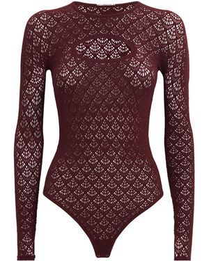 Wolford Mermaid Net Thong Bodysuit - Purple