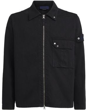 Stone Island Zip-Up Denim Overshirt - Black