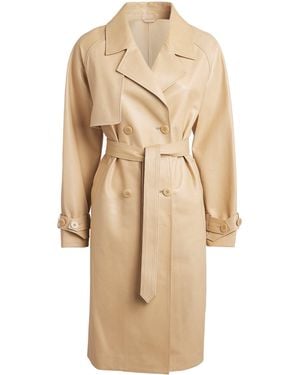 Nour Hammour Leather Butter Trench Coat - Natural