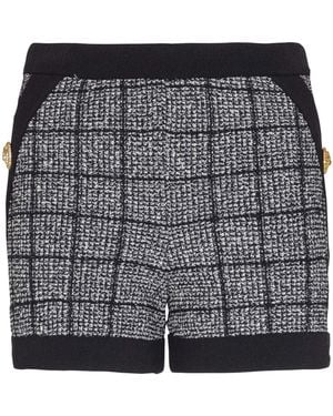 Balmain Tweed Check Shorts - Black