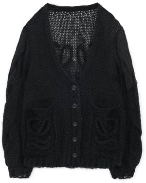 Loewe Mohair-Blend Anagram Cardigan - Black