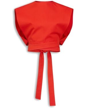 Alaïa Belted Crop Top - Red
