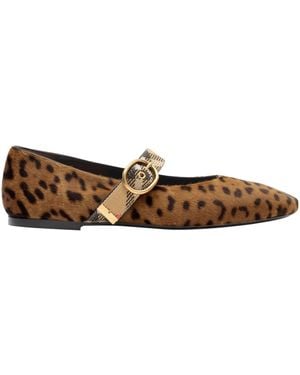 Burberry Leopard Print Robin Ballet Flats - Brown