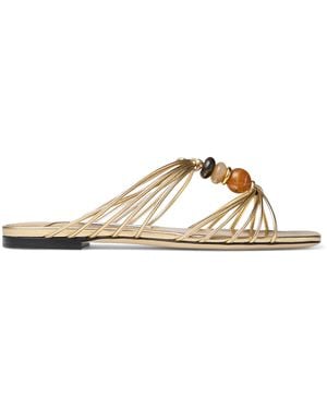 Jimmy Choo Lova Leather Flat Mules - Natural