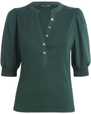 Veronica Beard Stretch-Cotton Coralee Knit Blouse - Green