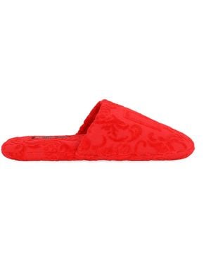 Dolce & Gabbana Terry Cotton Dg Slippers - Red