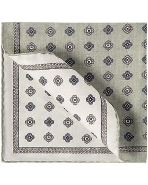 Brunello Cucinelli Silk Medallion Pocket Square - Metallic