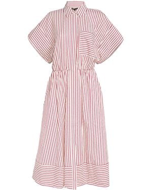 Maje Rhinestone-Trim Shirt Maxi Dress - Pink