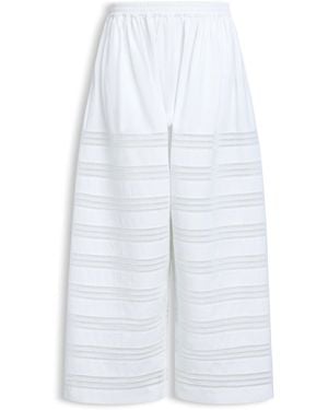 Alaïa Cotton Poplin Open-Work Pants - White