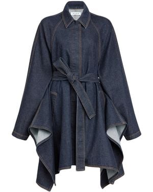 Alaïa Panelled Belted Denim Jacket - Blue