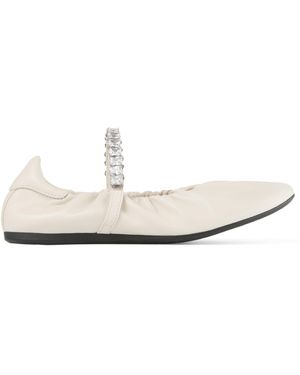 Jimmy Choo Jade Embellished Leather Ballet Flats - White