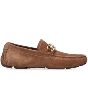 Ferragamo Suede Parigi Gancho Driving Shoes - Brown