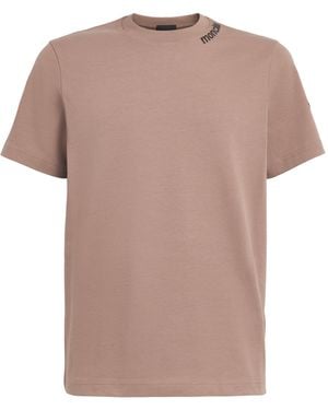 Moncler Cotton Embroidered Logo T-Shirt - Brown