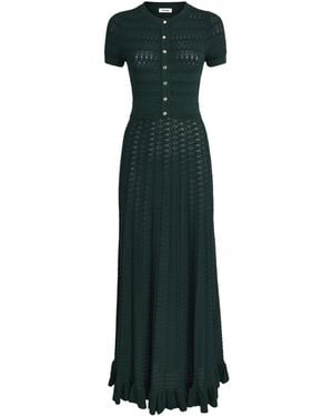 Sandro Pointelle-Knit Midi Dress - Green