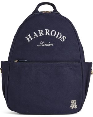 Harrods Cotton Embroidered Emblem Backpack - Blue