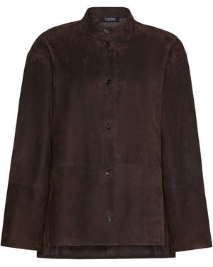 Max Mara Suede Stand-Collar Jacket - Brown
