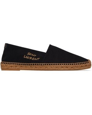 Saint Laurent Embroidered Logo Espadrilles - Black