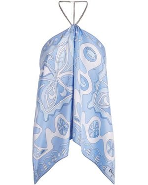 PUCCI Silk Chain Angoli Halter Top - Blue
