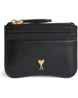 Ami Paris Leather Paris Zipped Card Holder - Black