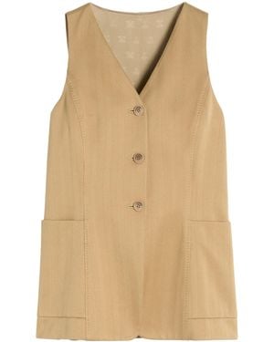 Max Mara Cotton Stripe Waistcoat - Natural