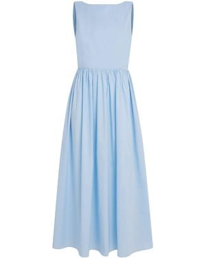 Matteau Organic Cotton Tie-Back Midi Dress - Blue