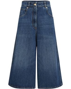 Brunello Cucinelli Denim Cropped Trousers - Blue