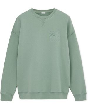 Loewe Cotton-Blend Anagram Sweatshirt - Green