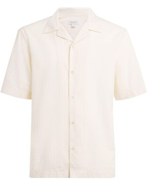 Sunspel Cotton Textured Stripe Shirt - White