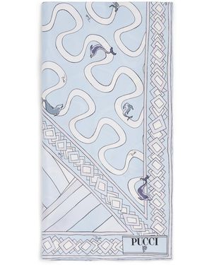 PUCCI Silk Print Square Scarf - Blue