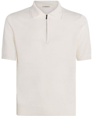 FIORONI CASHMERE Linen-Cotton Polo Shirt - White