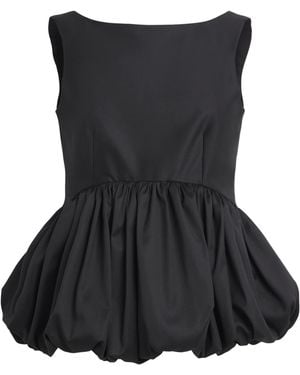 Rohe Virgin Wool-Silk Peplum Top - Black