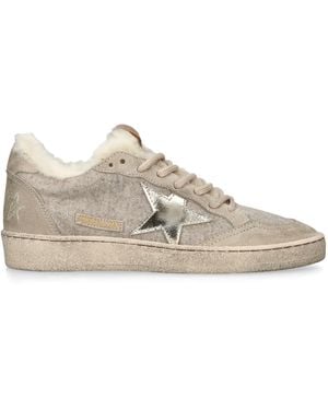 Golden Goose Shearling-Lined Ballstar Trainers - Natural