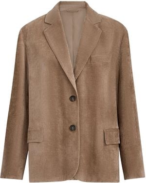 Brunello Cucinelli Corduroy Single-Breasted Blazer - Brown