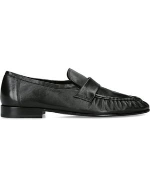 The Row Soft Leather Loafers - Black