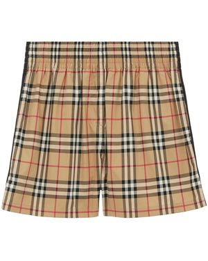 Burberry Stretch-Cotton Check Shorts - Natural