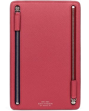 Smythson Panama Leather Multi-Zip Wallet - Pink