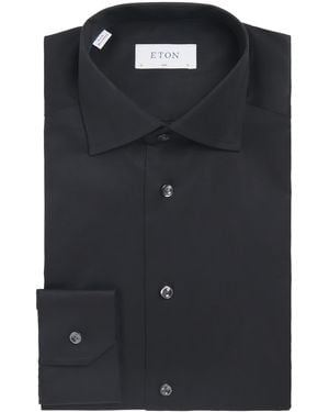 Eton Cotton Poplin Slim Shirt - Black