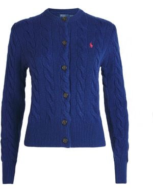 Polo Ralph Lauren Wool-Cashmere Cable-Knit Cardigan - Blue