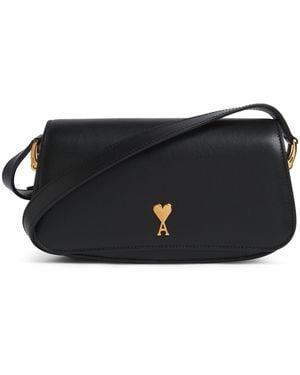 Ami Paris Leather Paris Paris Shoulder Bag - Black