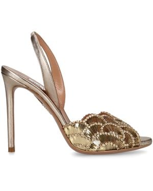 Aquazzura Leather Ce Soir Mules 75 - Metallic