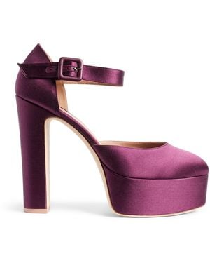 Malone Souliers Satin Leila Platform Heels 130 - Purple