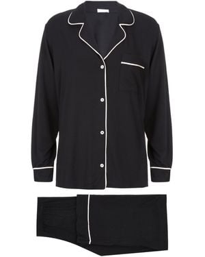 Eberjey Gisele Long Piped Pyjama Set - Black