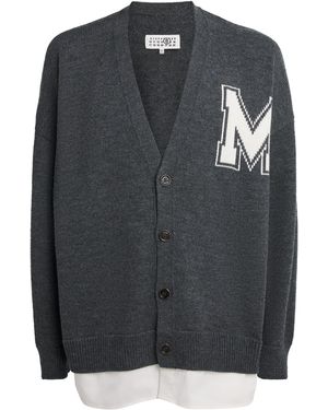 MM6 by Maison Margiela Wool Varsity Cardigan - Black
