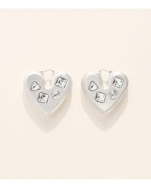 Jacquemus Crystal-Embellished Heart Earrings - Natural