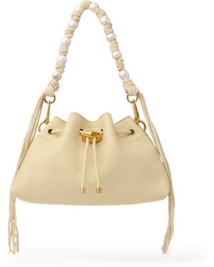 Jimmy Choo Small Leather Cinch Shoulder Bag - Natural