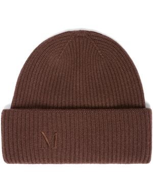 Max Mara Cashmere Monogram Beanie - Brown