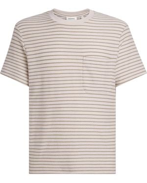 FRAME Cotton Rib-Knit Stripe T-Shirt - White