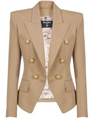 Balmain Cotton Peak-Lapel Blazer - Natural